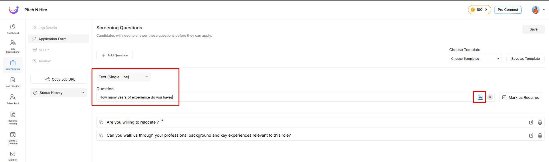 Add Screening Question