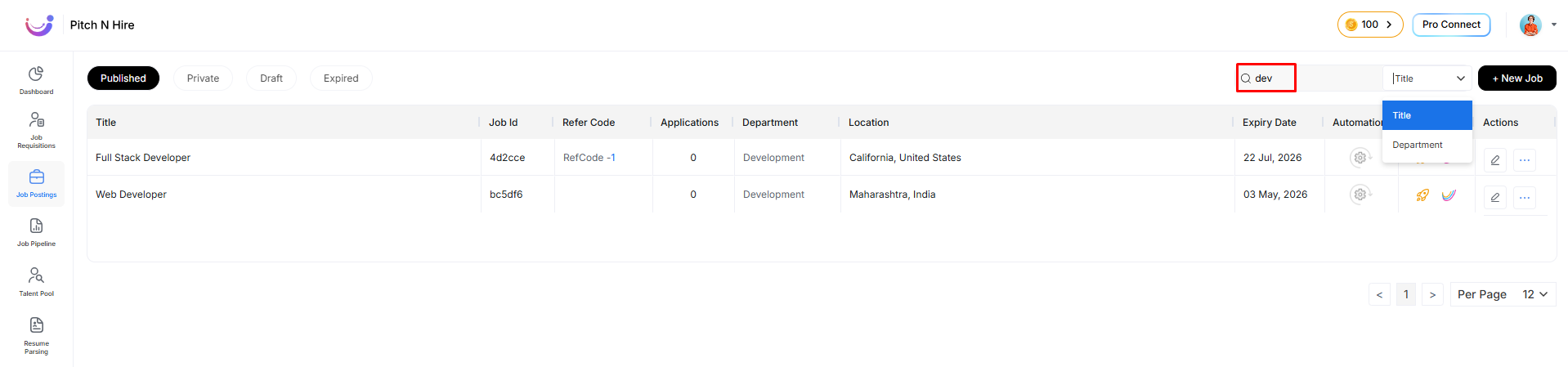 Job Title Search