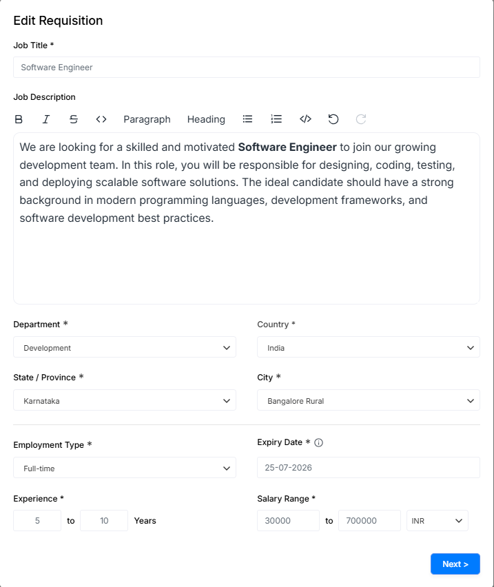 Edit Requisition by External Member