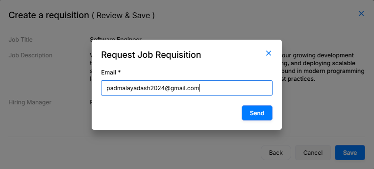 Request Job Requisition Email Prompt