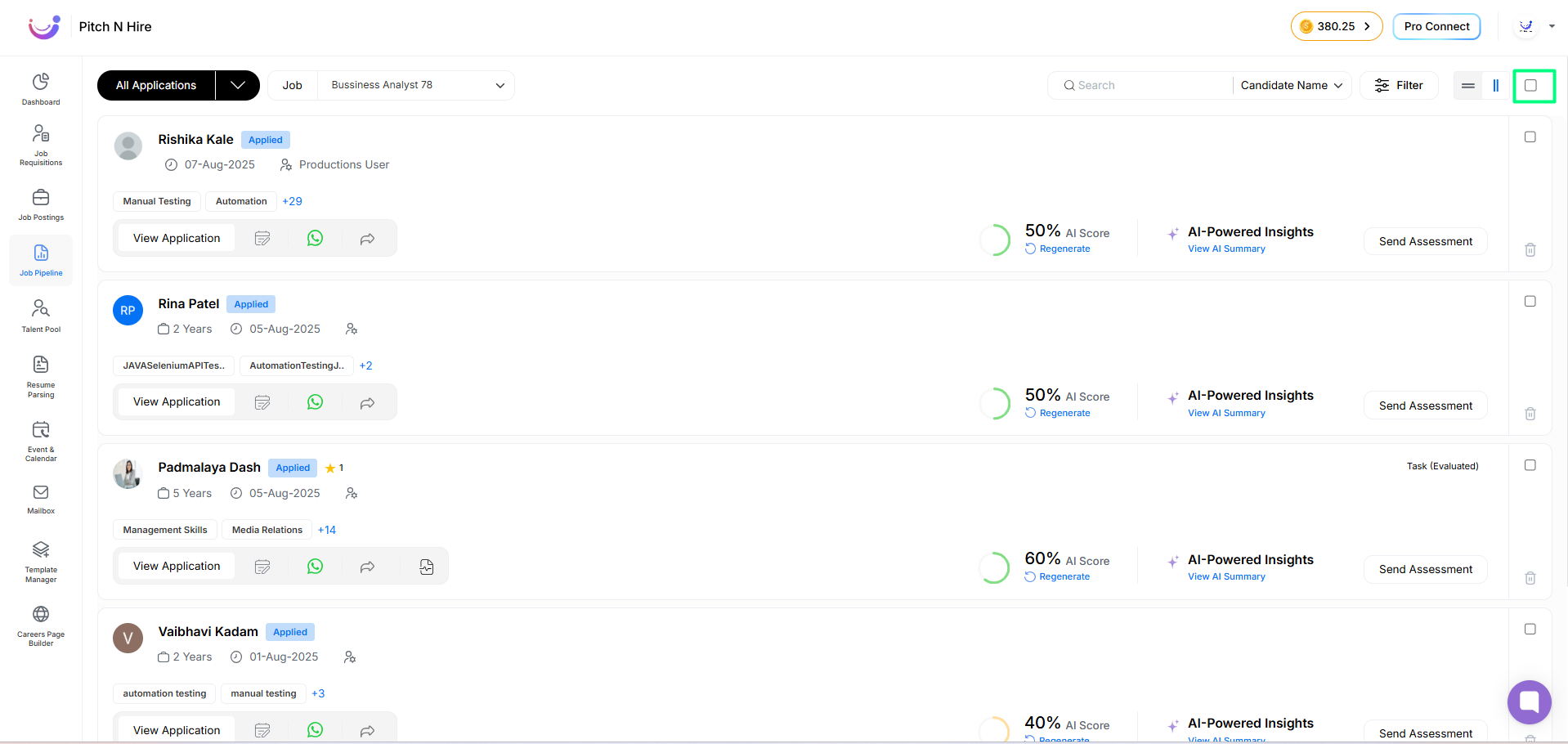 Select Multiple Candidates