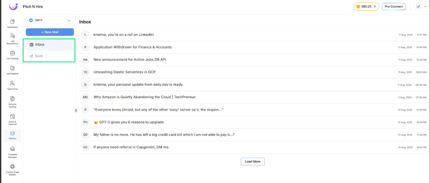 Mailbox SMTP Inbox